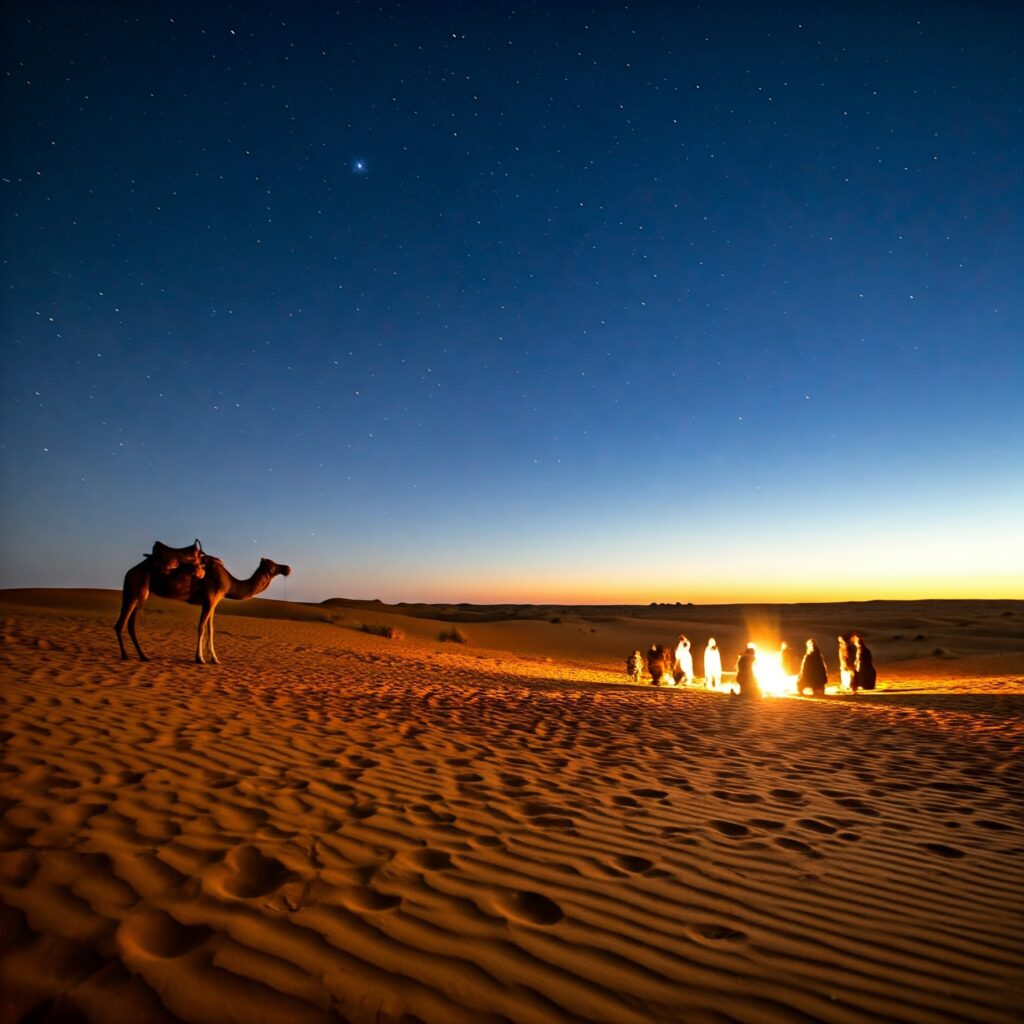 Night in the desert in Ksar Ghilane